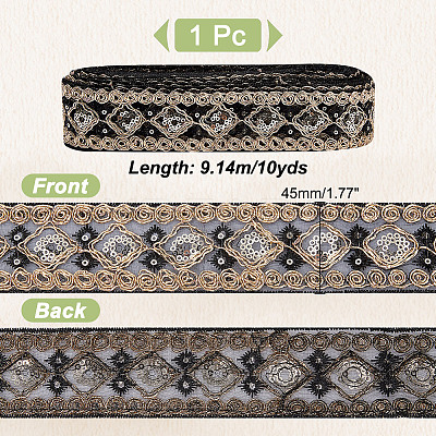 Polyester Rhombus Embroidery Lace Trim OCOR-WH0090-84A-1