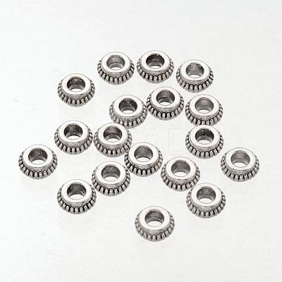 200Pcs Donut Tibetan Style Alloy Spacer Beads TIBEB-ZF0001-05AS-1