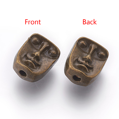 Tibetan Style Alloy Human Face Beads X-TIBEP-GC184-AB-NR-1