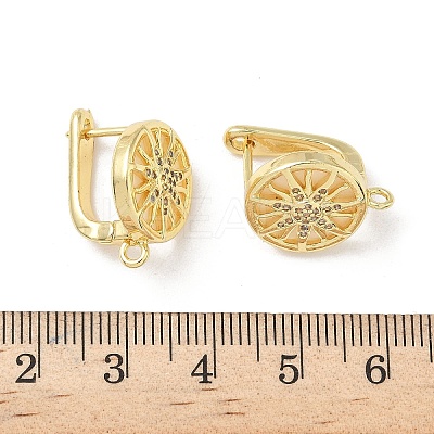 Brass Micro Pave Clear Cubic Zirconia Hoop Earring Findings KK-G536-09G-1