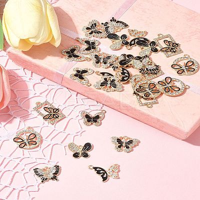 28Pcs 7 Styles Alloy Enamel Pendants FIND-FS0003-21-1
