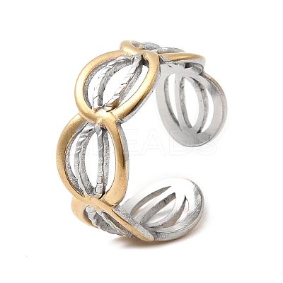 Adjustable 304 Stainless Steel Cuff Rings for Women RJEW-B150-01GP-01-1