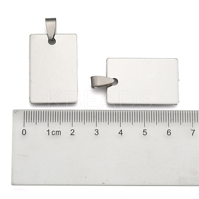 Non-Tarnish 201 Stainless Steel Rectangle Mirror Polished Finish Stamping Blank Tag Pendants STAS-S030-01-1