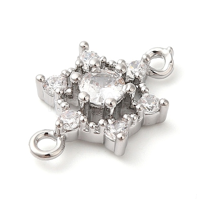 Brass Pave Clear Cubic Zirconia Connector Charms KK-G503-30P-1