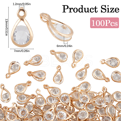 100Pcs Alloy Rhinestone Faceted Teardrop Charms FIND-SC0013-99-1