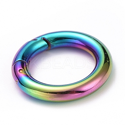 Rainbow Color PVD Vacuum Plating 304 Stainless Steel Spring Gate Rings STAS-E055-23M-1