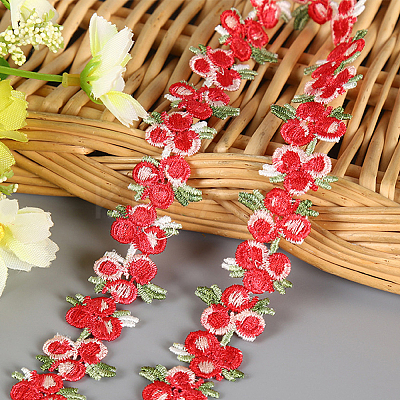 Flower Polyester Jacquard Ribbon FABR-PW0001-248B-1