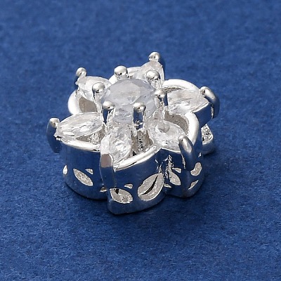 Rack Plating Brass Micro Pave Cubic Zirconia Beads KK-Z082-01S-1