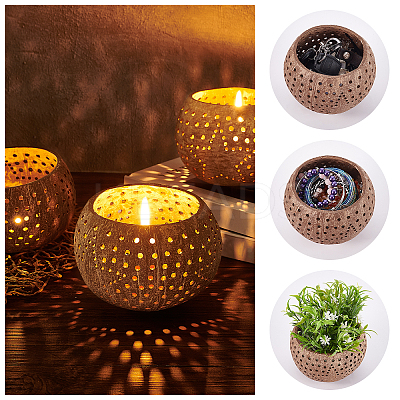 Hollow out Coconut Shell Candle Cup DIY-WH0260-82-1