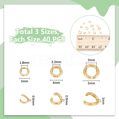 120Pcs 3 Styles 304 Stainless Steel Open Jump Rings STAS-UN0060-82-1