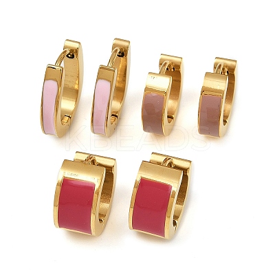 304 Stainless Steel Enamel Hoop Earrings EJEW-K268-20G-01-1