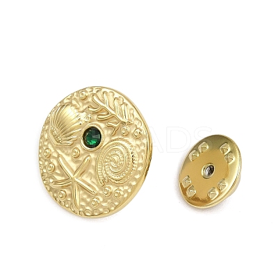 Flat Round 304 Stainless Steel Rhinestone Lapel Pin Backs for Clothes JEWB-P051-01G-1