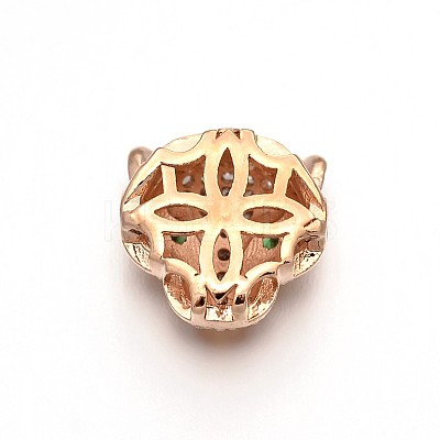 Rack Plating Brass Micro Pave Cubic Zirconia Leopard Hollow Beads ZIRC-I012-18RG-RS-1