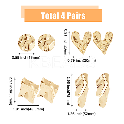 4 Pairs 4 Styles Alloy Stud Earrings EJEW-FI0001-61-1