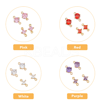 16Pcs 8 Styles Transparent Glass Connector Charms GLAA-HY0001-14-1