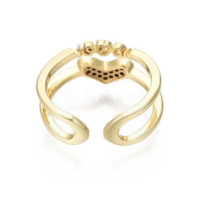 Brass Micro Pave Clear Cubic Zirconia Cuff Rings RJEW-S044-097-NF-1