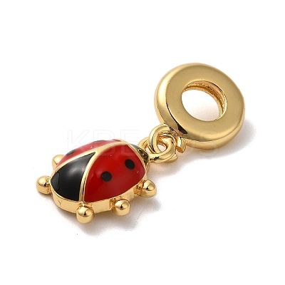 Brass Enamel European Dangle Charms KK-K345-07G-1