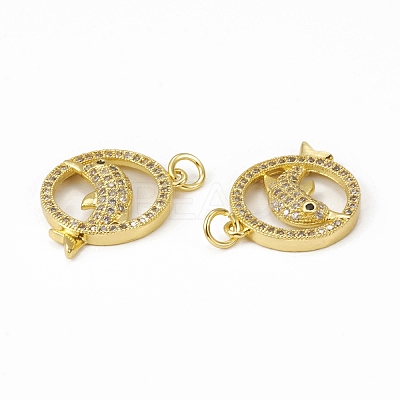 Brass Micro Pave Cubic Zirconia Pendants KK-E068-VB018-1