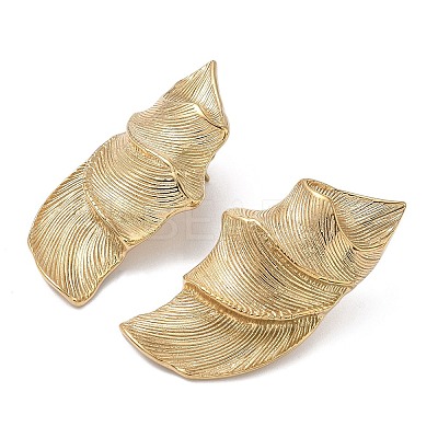 304 Stainless Steel Leaf Stud Earrings EJEW-K268-54G-1