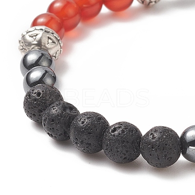 7Pcs 7 Style Natural & Synthetic Mixed Gemstone & Alloy Beaded Stretch Bracelets Set for Women BJEW-JB09236-1