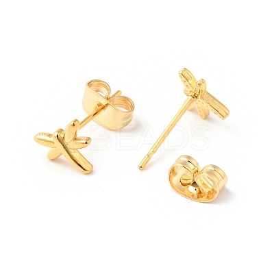 304 Stainless Steel Tiny Dragonfly Stud Earrings with 316 Stainless Steel Pins for Women EJEW-J043-02G-1