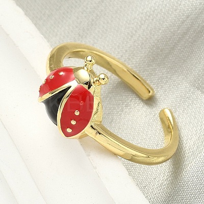Brass Enamel Cuff Rings for Women RJEW-F196-02C-G-1