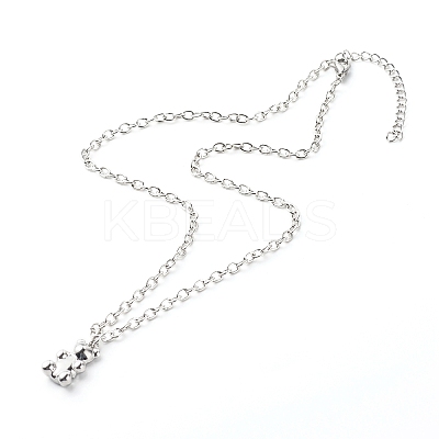 Handmade Polymer Clay Beaded Necklaces and Bear Alloy Pendant Necklace for Kid NJEW-JN03642-1