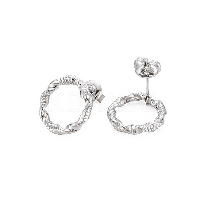 Non-Tarnish 304 Stainless Steel Hollow Ring Stud Earrings for Woman EJEW-N097-003P-1