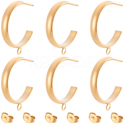 16Pcs 304 Stainless Steel Stud Earring Findings STAS-BBC0010-20C-1