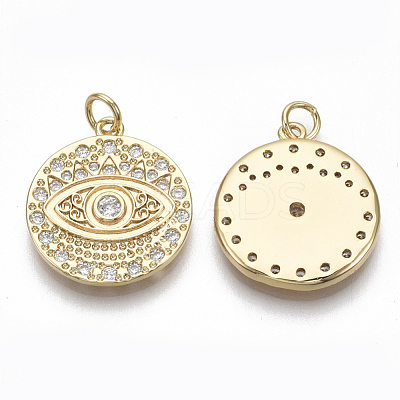 Brass Micro Pave Clear Cubic Zirconia Pendants KK-S356-010G-NF-1