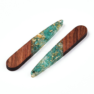 Transparent Resin & Walnut Wood Pendants RESI-N039-69B-1