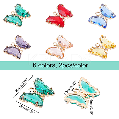 12Pcs 6 Colors Golden Brass Pendants KK-CA0001-72-1