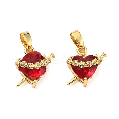 Brass Micro Pave Cubic Zirconia Charms KK-G533-09G-1