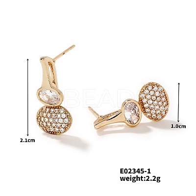 Chic European Style Copper & Zircon Horseshoe Stud Earrings VS0402-1-1