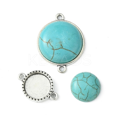 DIY Synthetic Turquoise Oval/Half Round Tibetan Style Alloy Connector Charms Making Kit DIY-FS0006-14-1