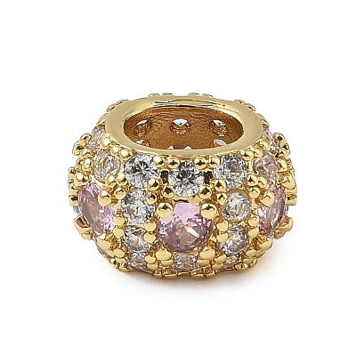 Brass Micro Pave Cubic Zirconia European Beads KK-I276-28G-1