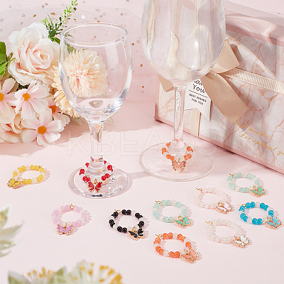 Glass Wine Glass Charms AJEW-SC00001-1