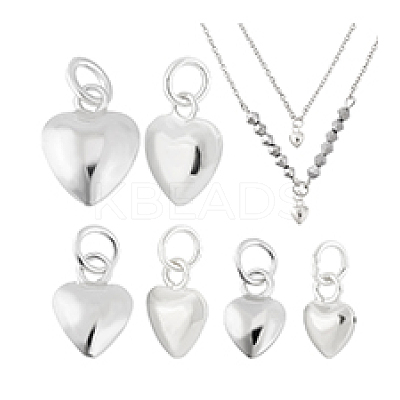 6Pcs 3 Styles 925 Sterling Silver Heart Charms with Jump Rings STER-PH0002-29-1
