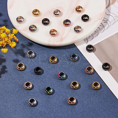 25Pcs 5 Colors Ion Plating(IP) Frosted 201 Stainless Steel European Beads STAS-SZ0001-93-1