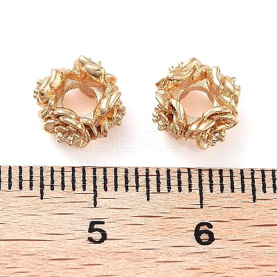 Brass Micro Pave Clear Cubic Zirconia Beads KK-U028-27G-1