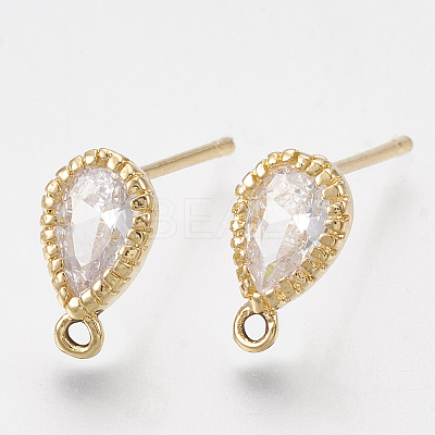 Brass Cubic Zirconia Stud Earring Findings X-KK-T035-05-1