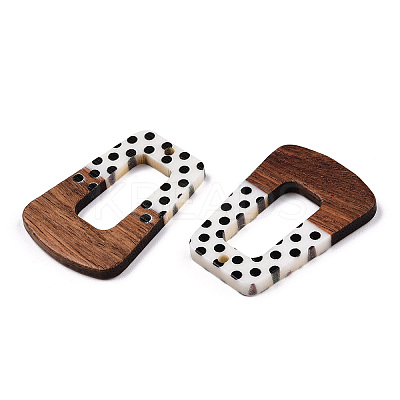 Printed Opaque Resin & Walnut Wood Pendants RESI-TAC0017-64-1