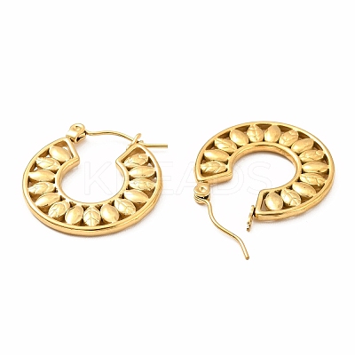 Ion Plating(IP) 304 Stainless Steel Leaf Wrap Hoop Earrings for Women EJEW-F283-07G-1