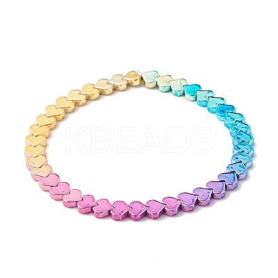 Synthetic Hematite Heart Beaded Stretch Bracelet BJEW-JB07721-02-1