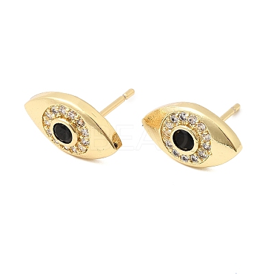 Eyes Brass Micro Pave Cubic Zirconia Stud Earrings EJEW-C186-20G-02-1