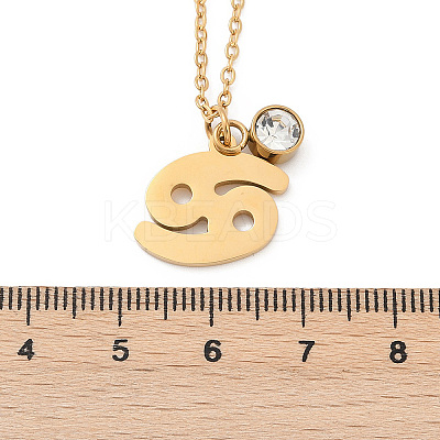 304 Stainless Steel Glass Drill Birth Stone Constellation Pendant Necklaces LS-STAS-D305-08G-D-1
