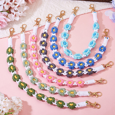 6Pcs 6 Colors Cotton Cord Knitted Daisy Cup Belt AJEW-TA0002-37-1