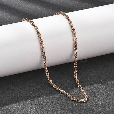 3MM 304 Stainless Steel Rope Chain Necklaces for Women NJEW-B131-07RG-1