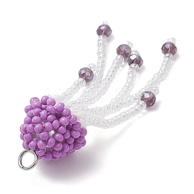 Glass Seed Beaded Jellyfish Pendants PALLOY-MZ00660-03-1