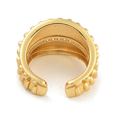 Brass Micro Pave Cubic Zirconia Cuff Rings RJEW-P127-08G-1